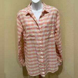 Patagonia coral and White striped/Plaid Button-Up Shirt